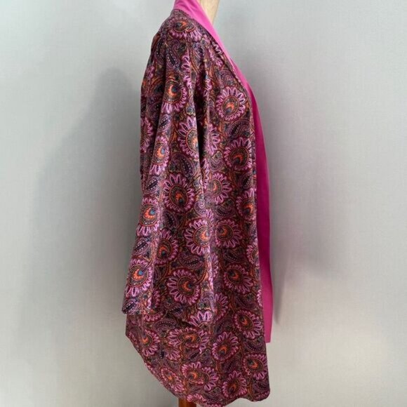 Vintage Handmade Unisex Japanese Style Pink Paisley One Size Kimono Robe - Picture 3 of 14